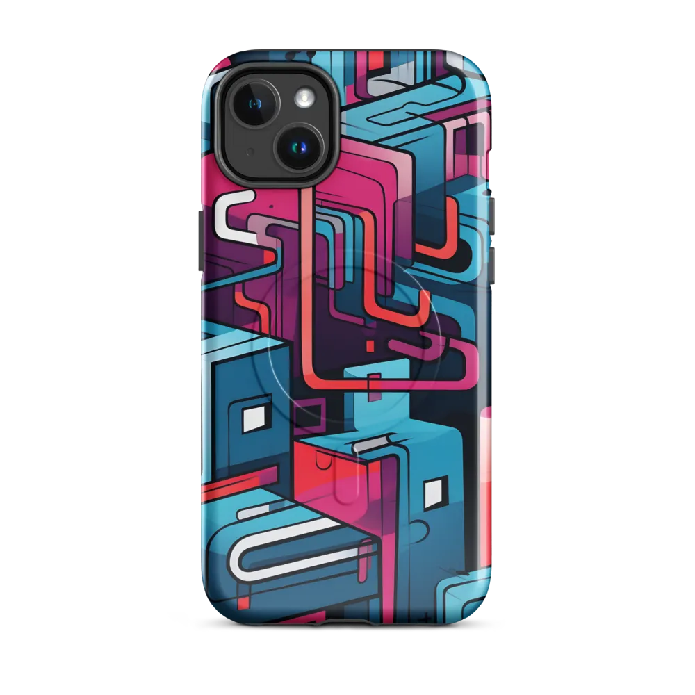 Dynamic Geometry: A Colorful Interplay | Phone Case |  14 Plus | MagSafe® Tough Case | Glossy