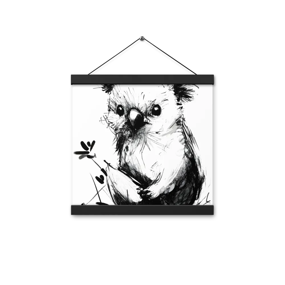 Whimsical Koala in Ink | Poster With Black Wood Hanger | 12″×12″
