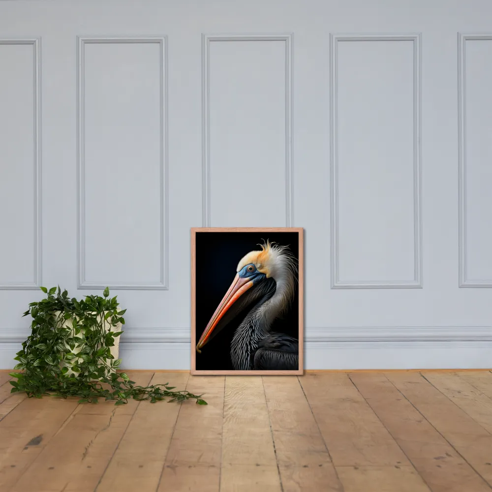 Majestic Portrait of a Pelican | Poster with Red oak Frame | 18″×24″