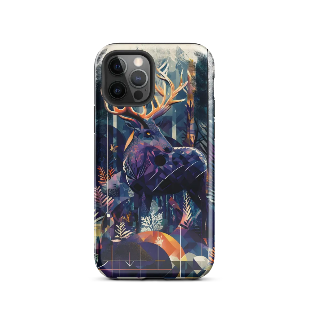 Majestic Serenity: A Geometric Forest Encounter | Phone Case |  12 Pro | Tough Case | Glossy
