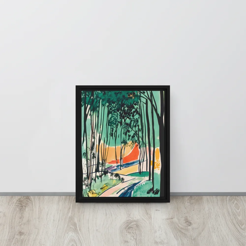 Winding Path Through the Forest | Canvas with Black Frame | 11″×14″
