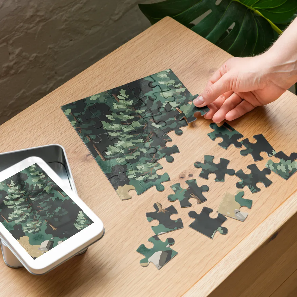 Pine Grove Pattern 
 Jigsaw Puzzle in Tin Box