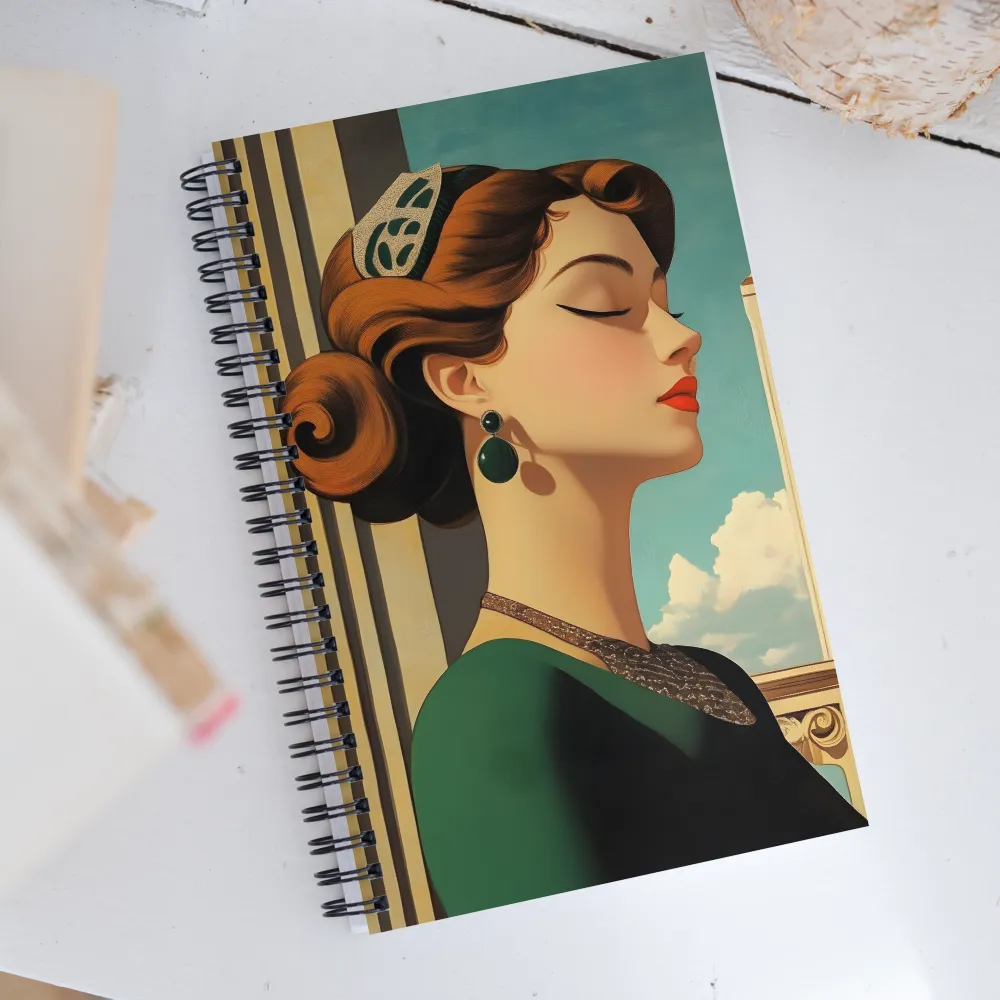 Elegance in Art Deco: A Portrait of Grace | Spiral Notebook