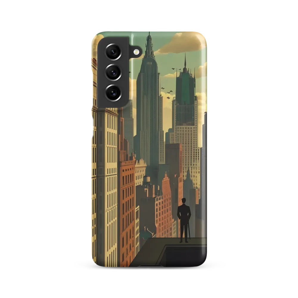Urban Dreams: A Silhouette in Art Deco Cityscape