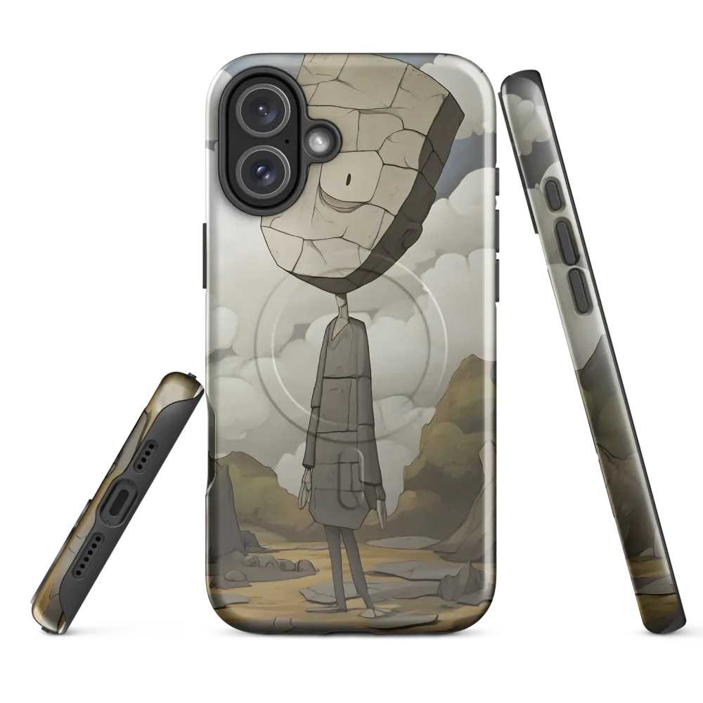 Whimsical Stone Figure in a Rocky Landscape | Phone Case |  16 Plus | MagSafe® Tough Case | Glossy