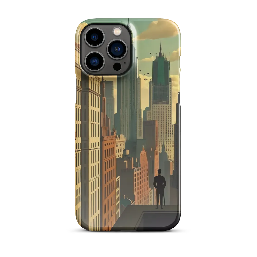 Urban Dreams: A Silhouette in Art Deco Cityscape