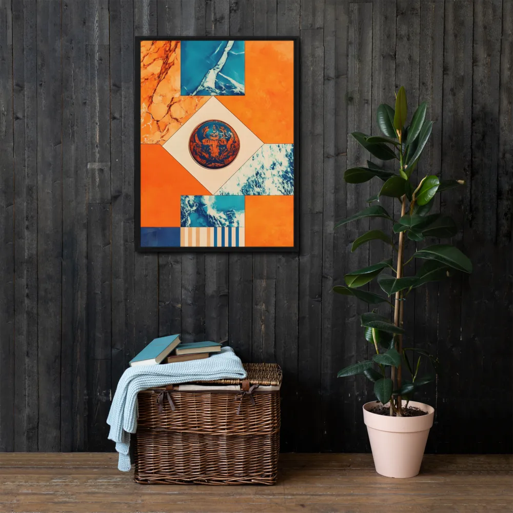Harmonious Encounters: Abstract Geometry | Canvas with Black Frame | 24″×32″