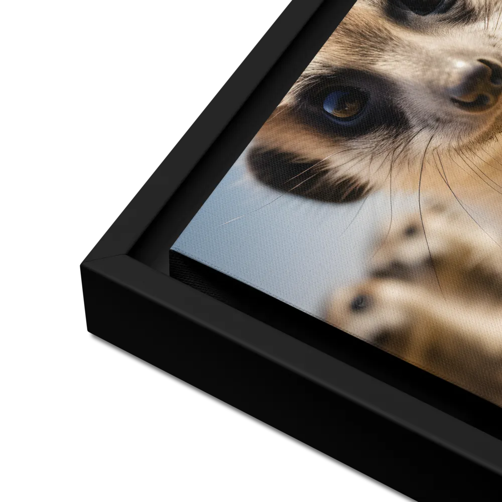 Curious Stance: The Meerkat's Gaze | Canvas with Black Frame | 12″×16″
