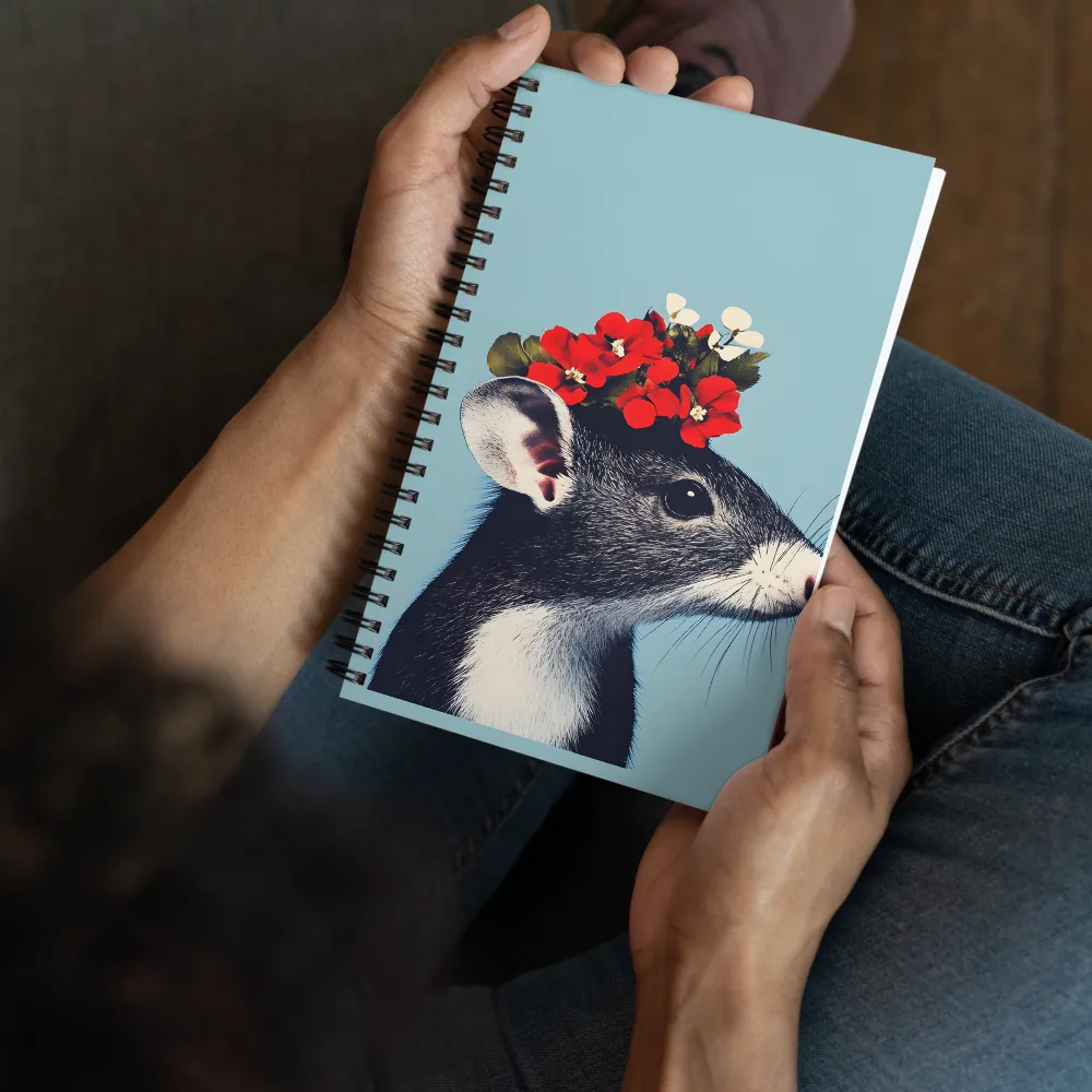 Whimsical Flora: A Mouse's Floral Crown | Spiral Notebook