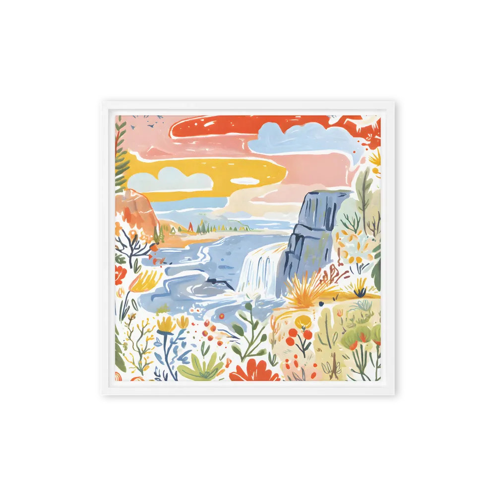Wildflower Waterfall 
 Canvas with White Frame