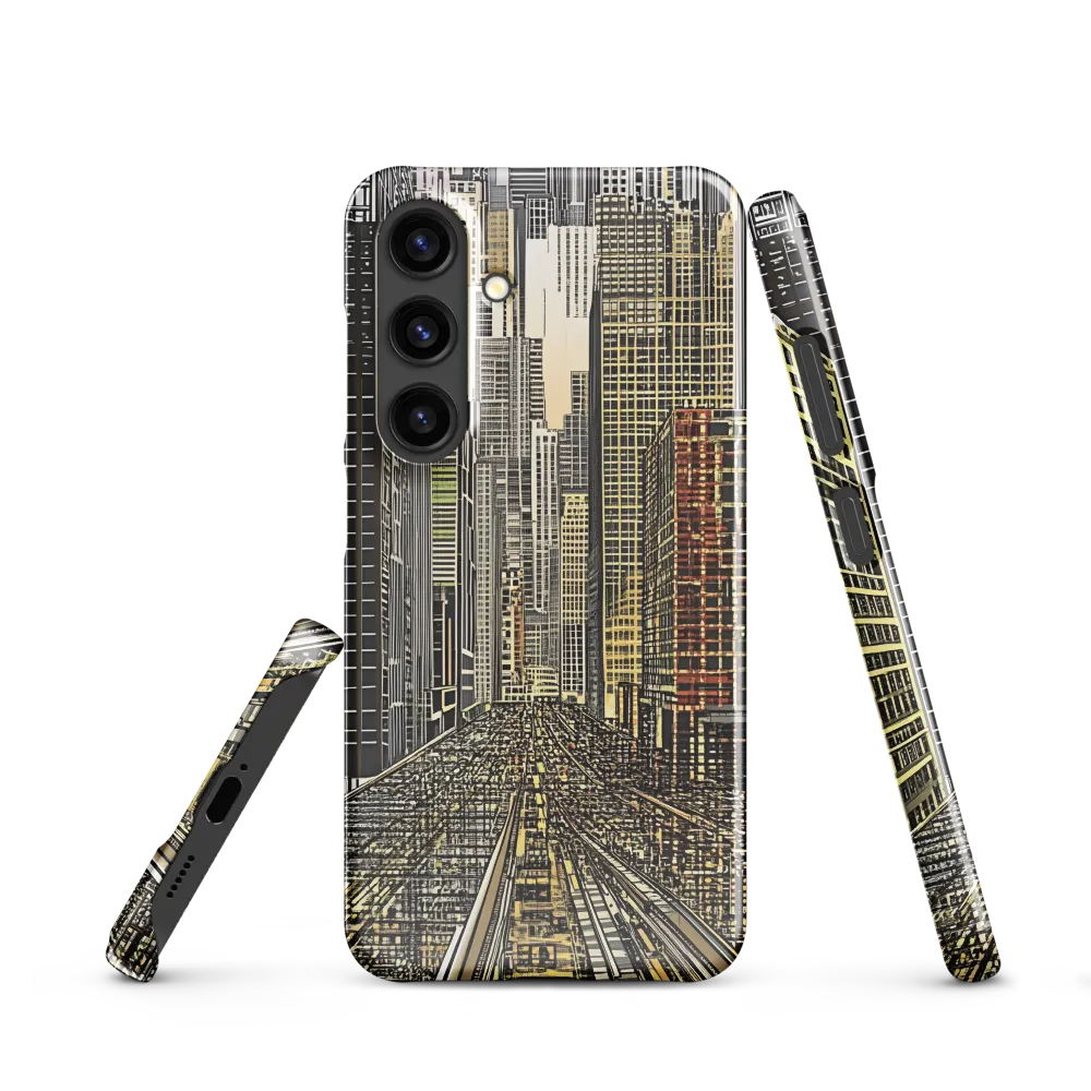 Urban Symphony: The Golden Grid | Phone Case |  S24 | Snap Case | Glossy