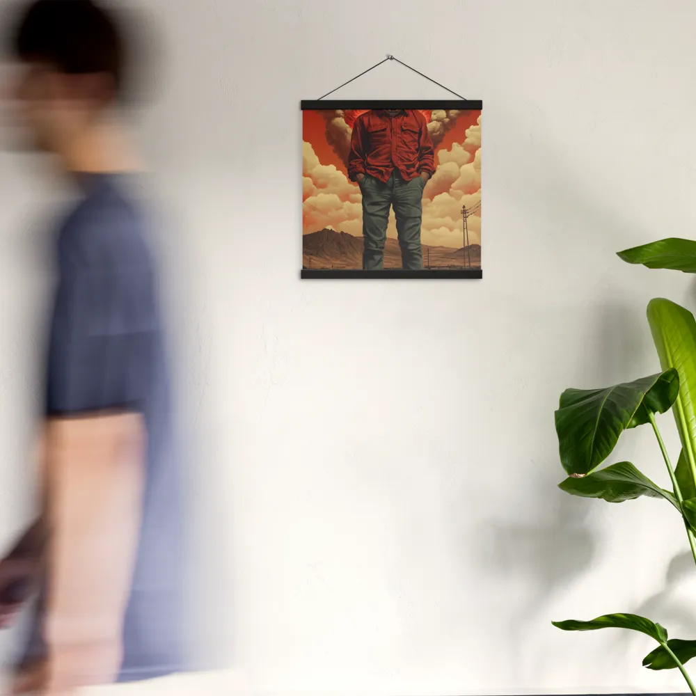 Defiant Spirit in a Surreal Landscape | Poster With Black Wood Hanger | 16″×16″