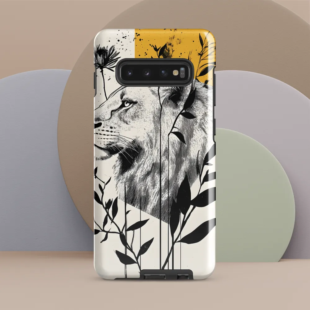 Regal Serenity: The Lion and Flora | Phone Case |  S10 Plus | Tough Case | Glossy