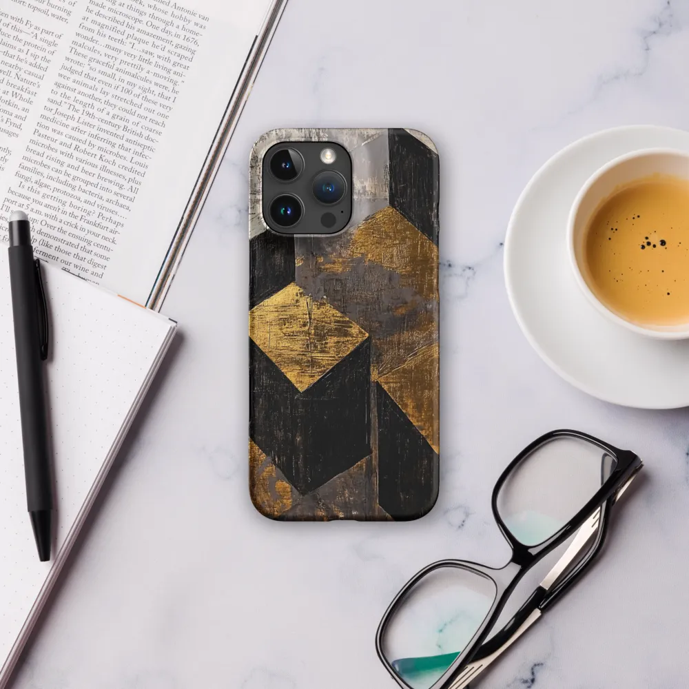 Geometric Harmony in Gold and Black | Phone Case |  16 Pro Max | Snap Case | Matte