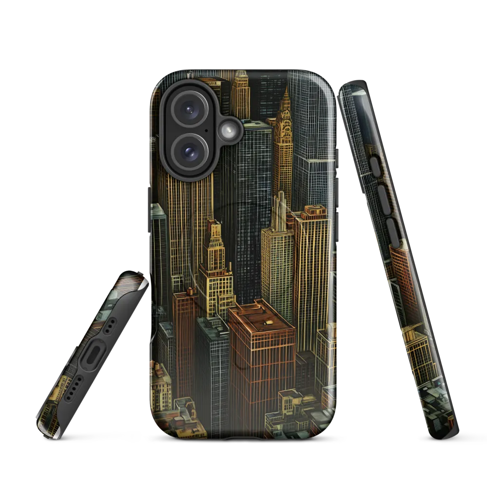 Urban Elegance: A Golden Cityscape | Phone Case |  16 | MagSafe® Tough Case | Glossy