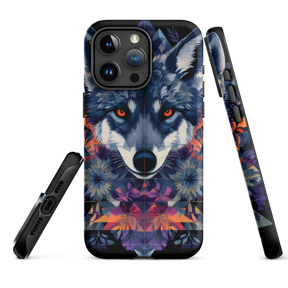 Mystical Wolf Amidst Floral Geometry