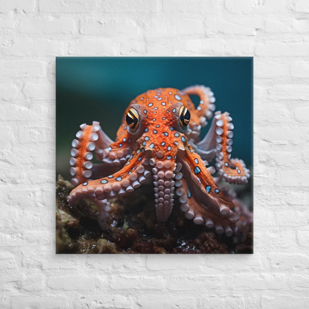 Curiosity of the Deep: The Orange Octopus | Canvas | 30″×30″