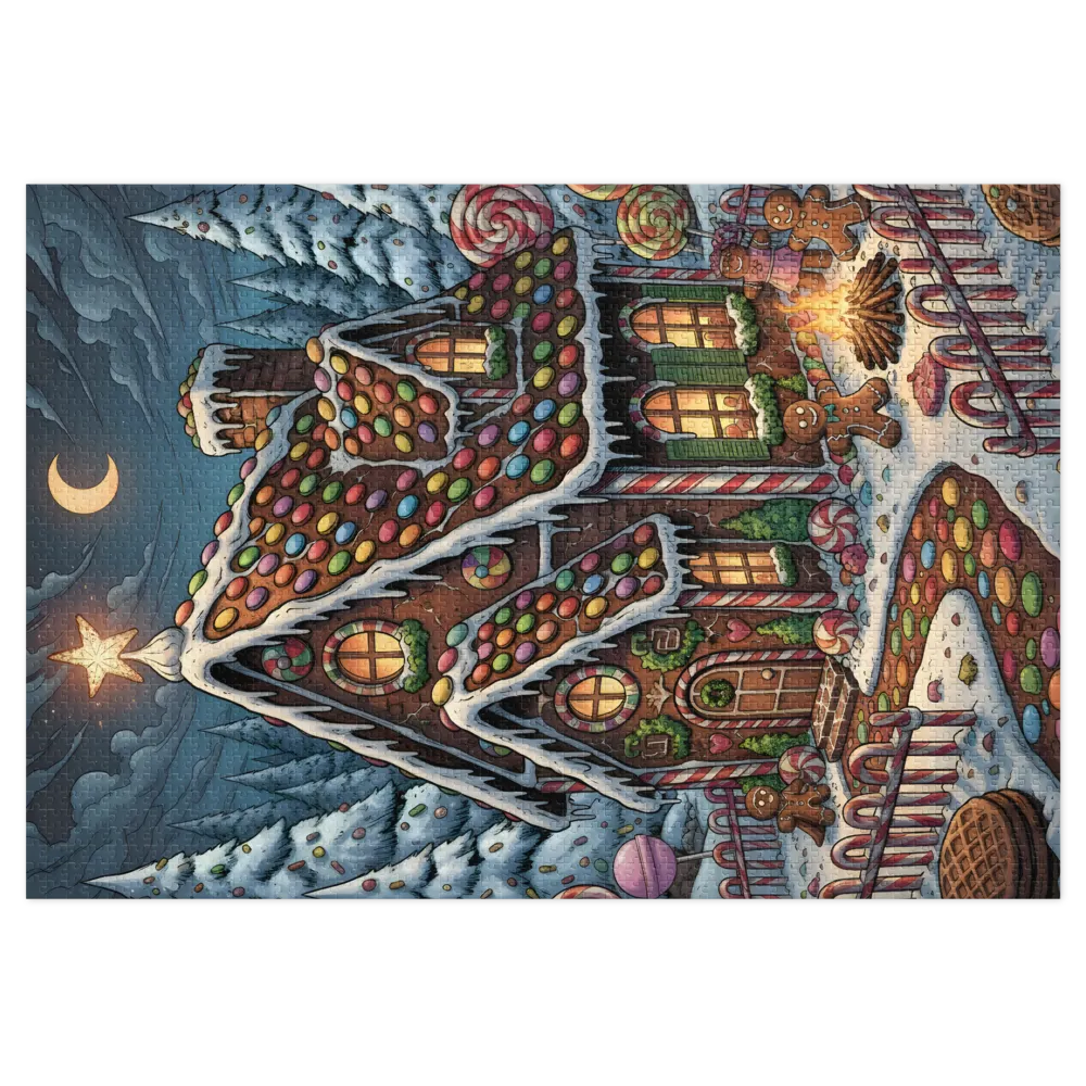 Whimsical Gingerbread Christmas 
 Jigsaw Puzzle in Tin Box