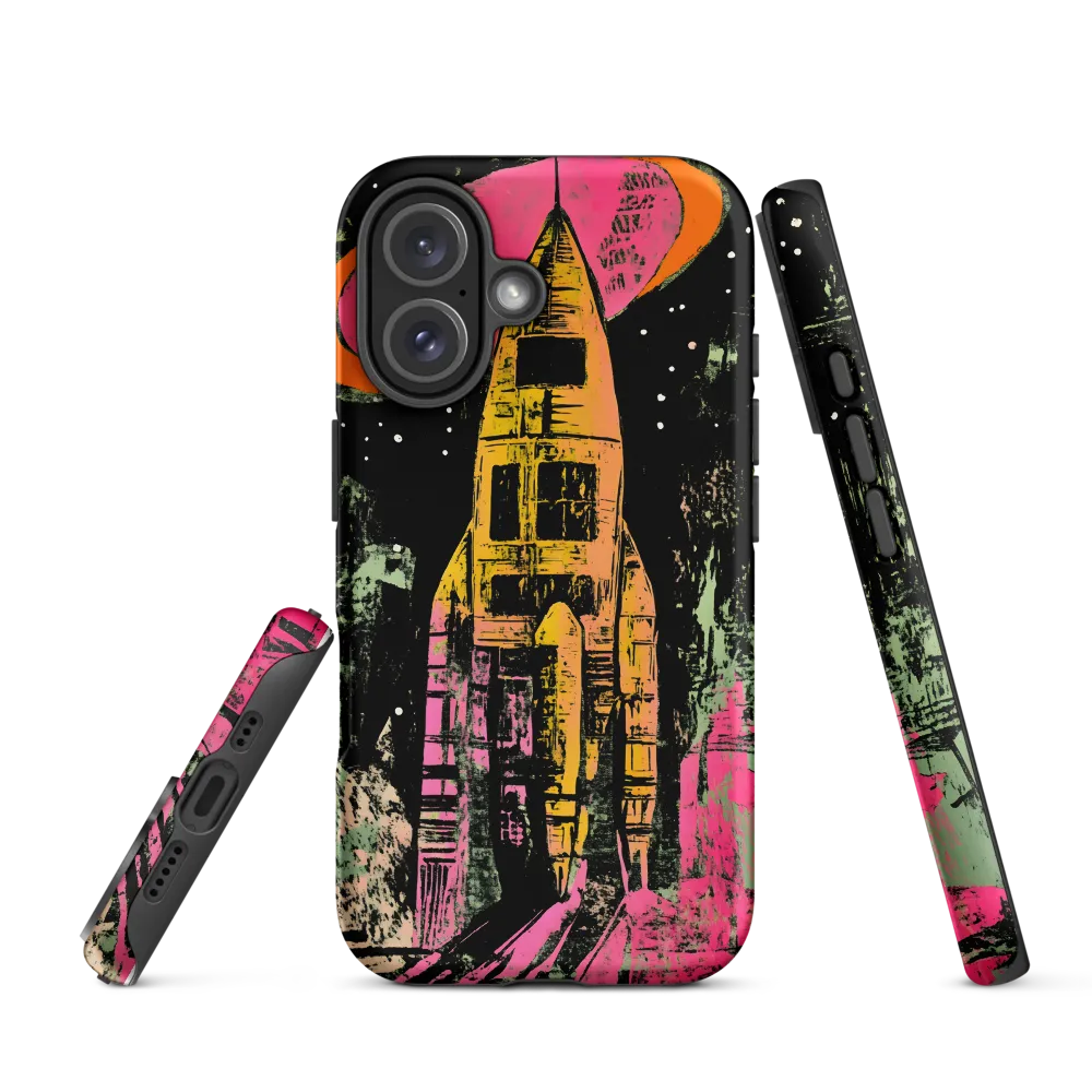 Cosmic Voyage: A Surreal Rocket Adventure | Phone Case