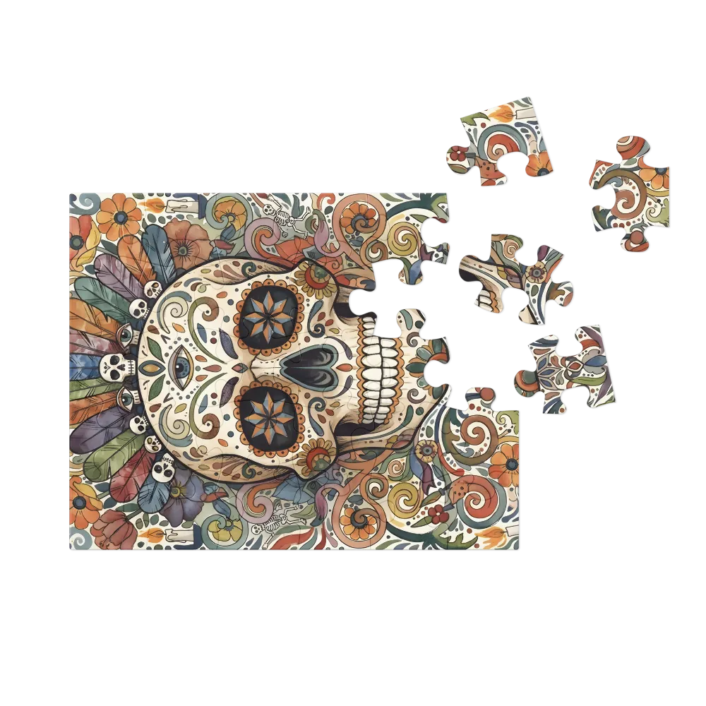 Floral Sugar Skull 
 Jigsaw Puzzle in Tin Box