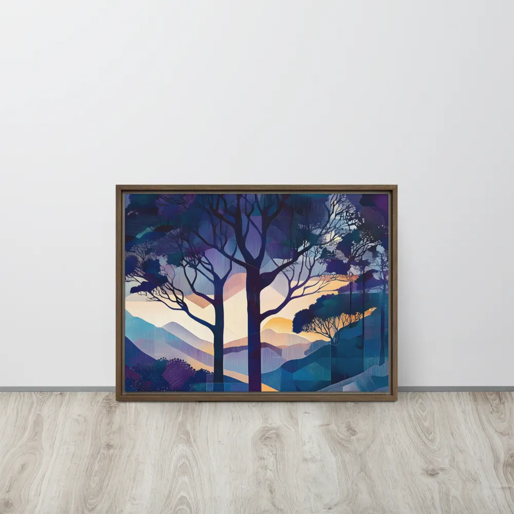 Tranquil Geometry: A Journey Through Color | Canvas with Brown Frame | 18″×24″