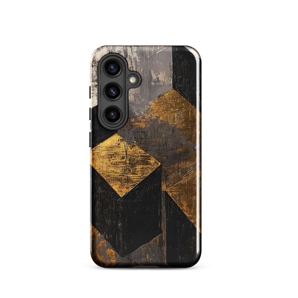 Geometric Harmony in Gold and Black | Phone Case |  S24 | Tough Case | Glossy