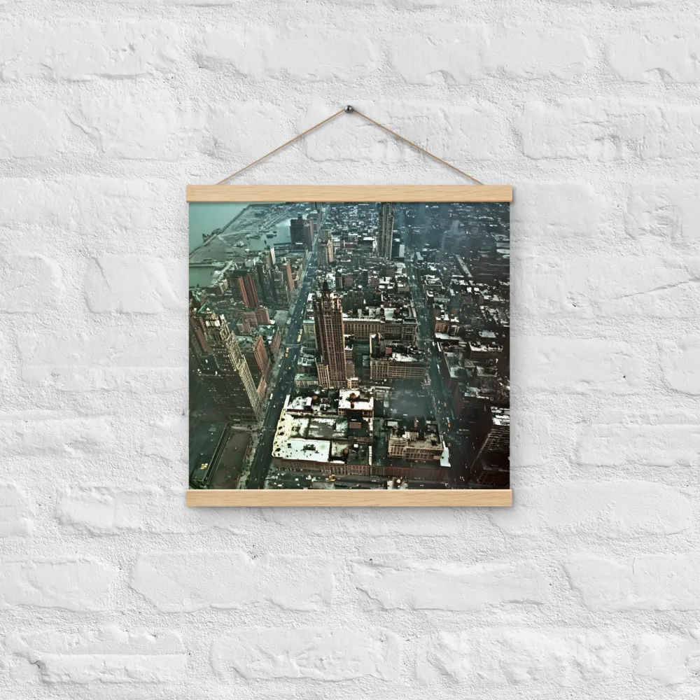 Aerial Symphony of Urban Life | Poster With Oak Wood Hanger | 16″×16″