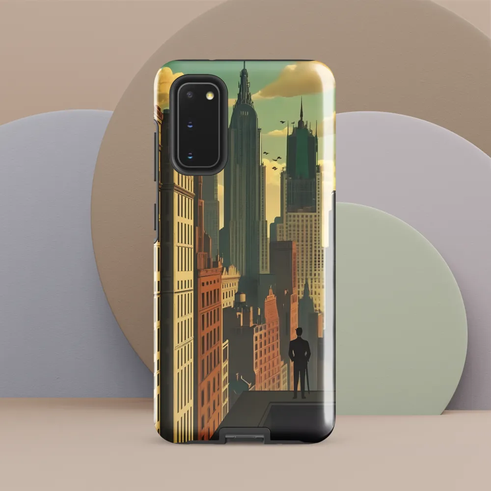 Urban Dreams: A Silhouette in Art Deco Cityscape