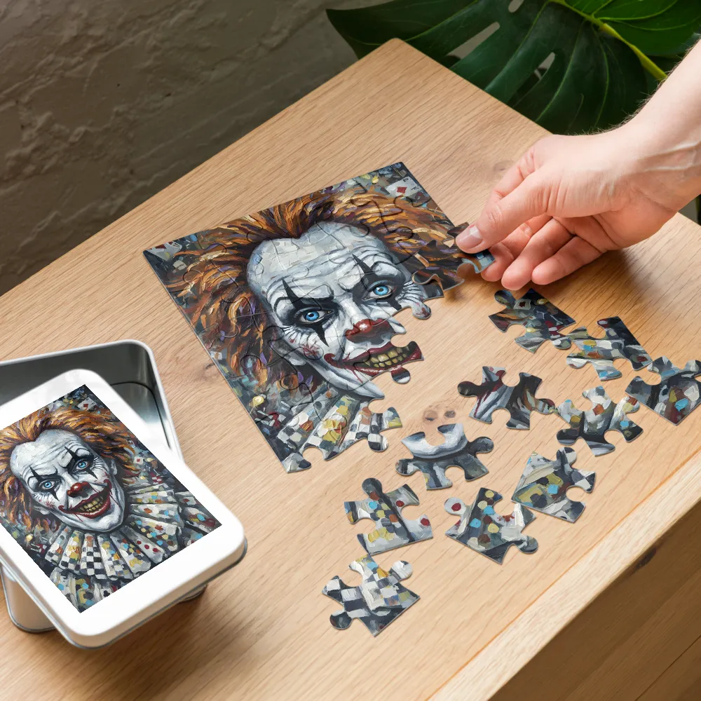 Sinister Clown Portrait 
 Jigsaw Puzzle in Tin Box