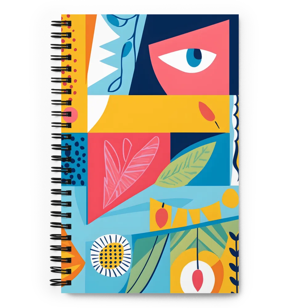 Vibrant Geometric Visage | Spiral Notebook