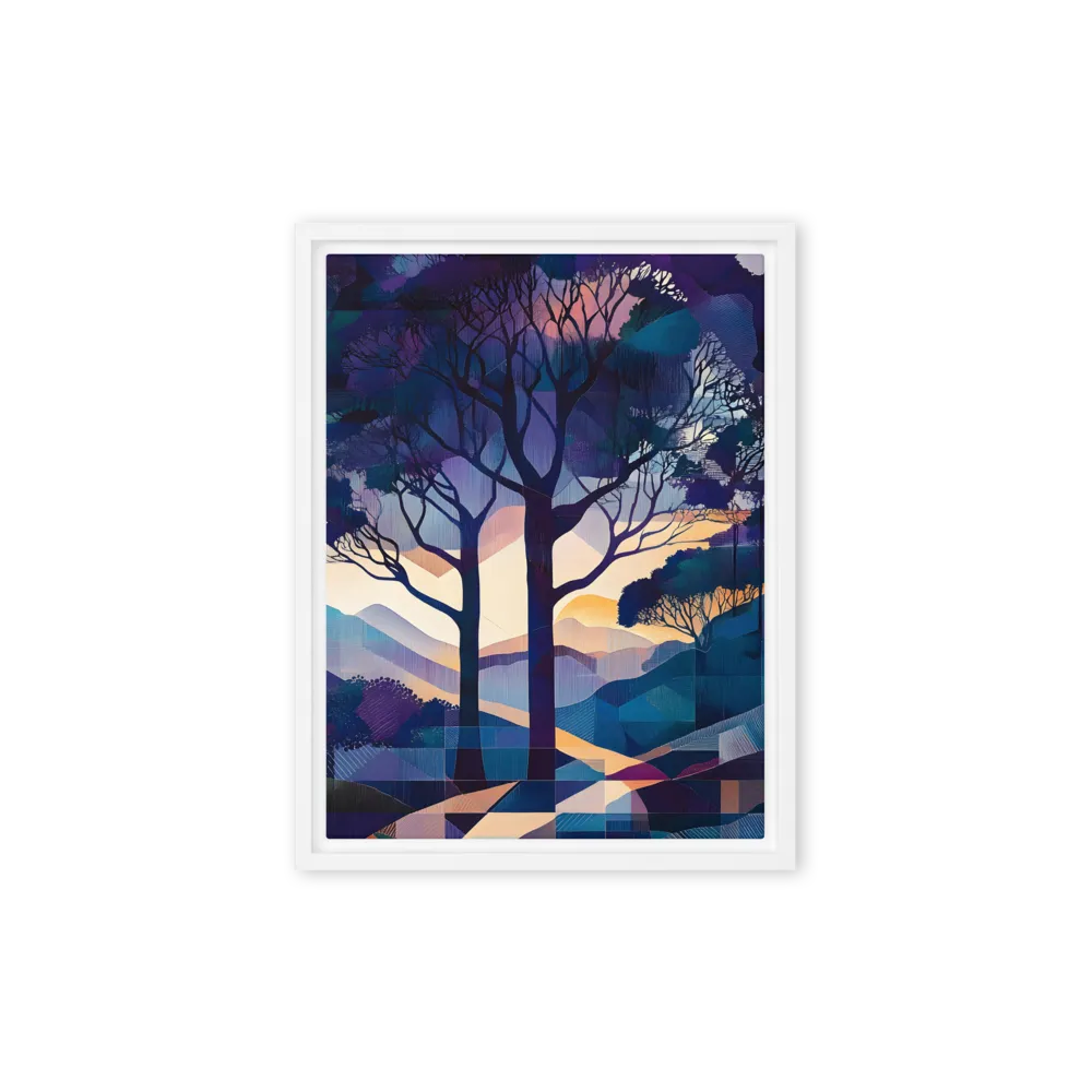 Tranquil Geometry: A Journey Through Color | Canvas with White Frame | 9″×12″