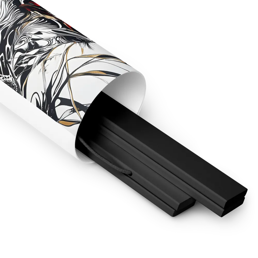 Floral Elegance: The Giraffe's Portrait | Poster With Black Wood Hanger | 8″×10″