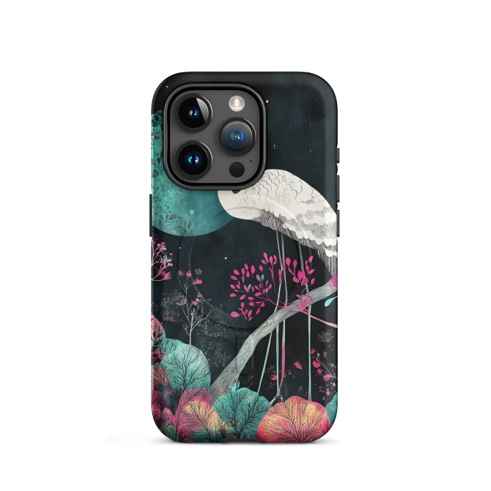 Ethereal Presence: Heron in a Floral Dreamscape | Phone Case |  15 Pro | MagSafe® Tough Case | Matte