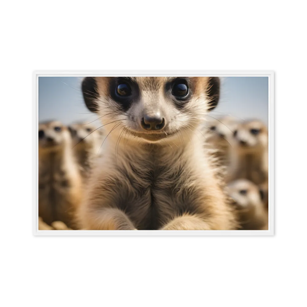 Curious Stance: The Meerkat's Gaze | Canvas with White Frame | 20″×30″