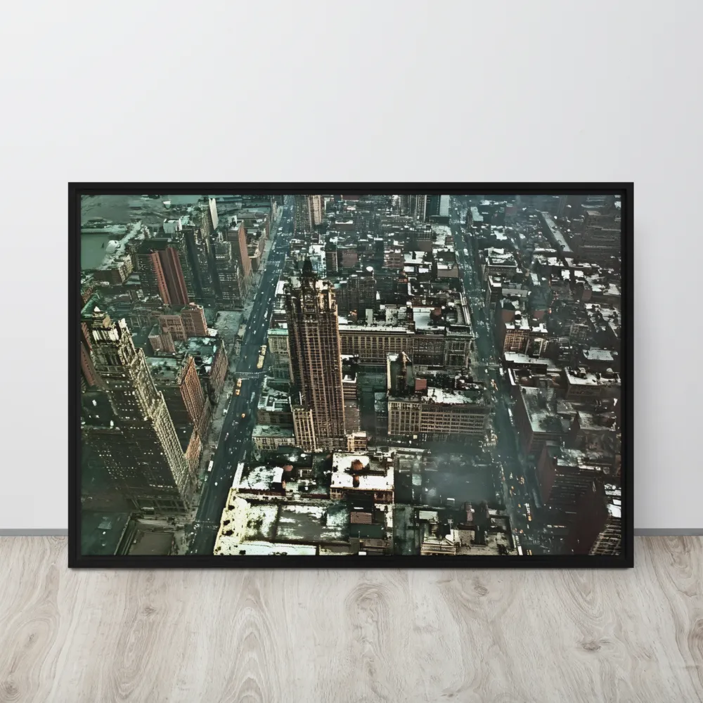 Aerial Symphony of Urban Life | Canvas with Black Frame | 24″×36″