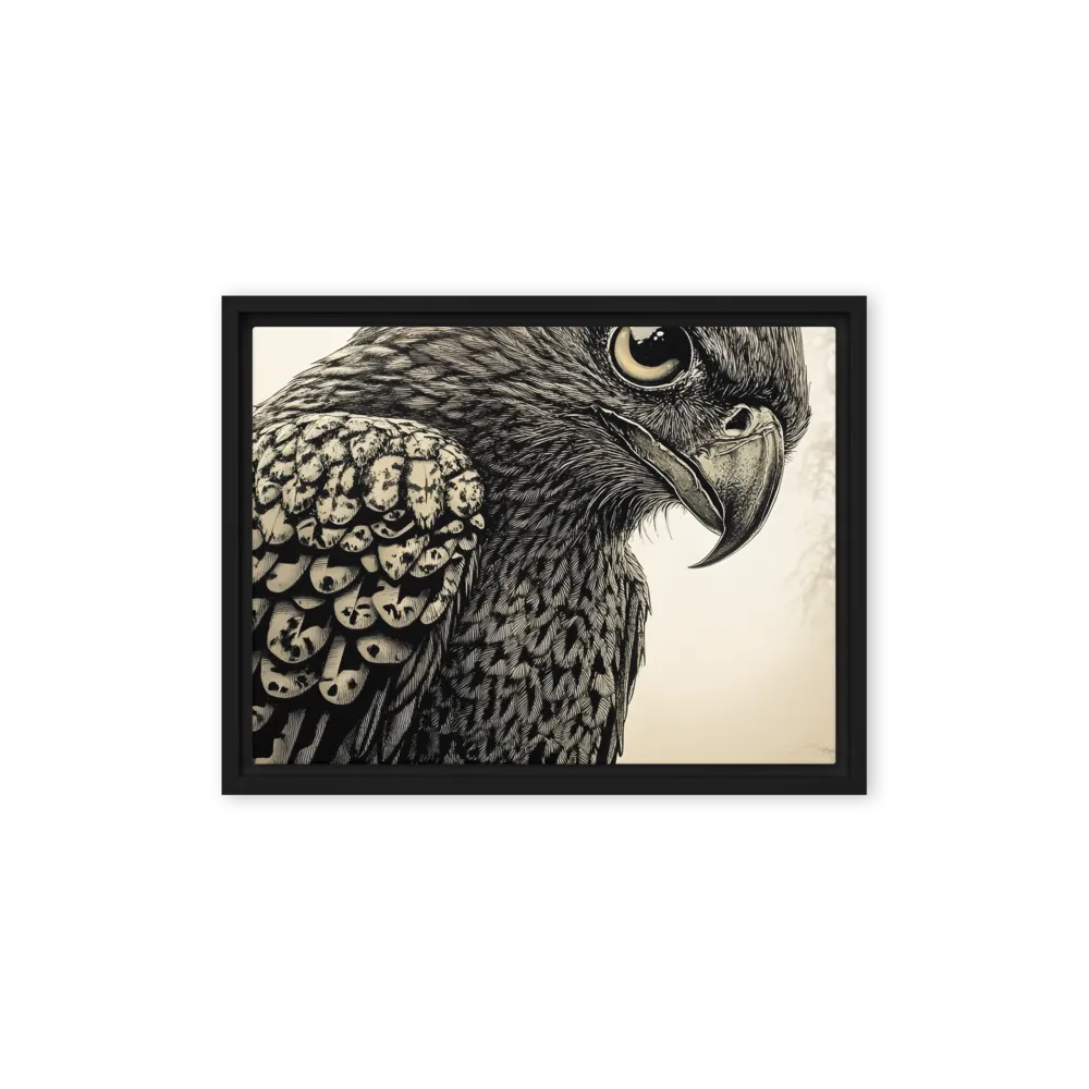 Majestic Owl in Detail | Canvas with Black Frame | 12″×16″