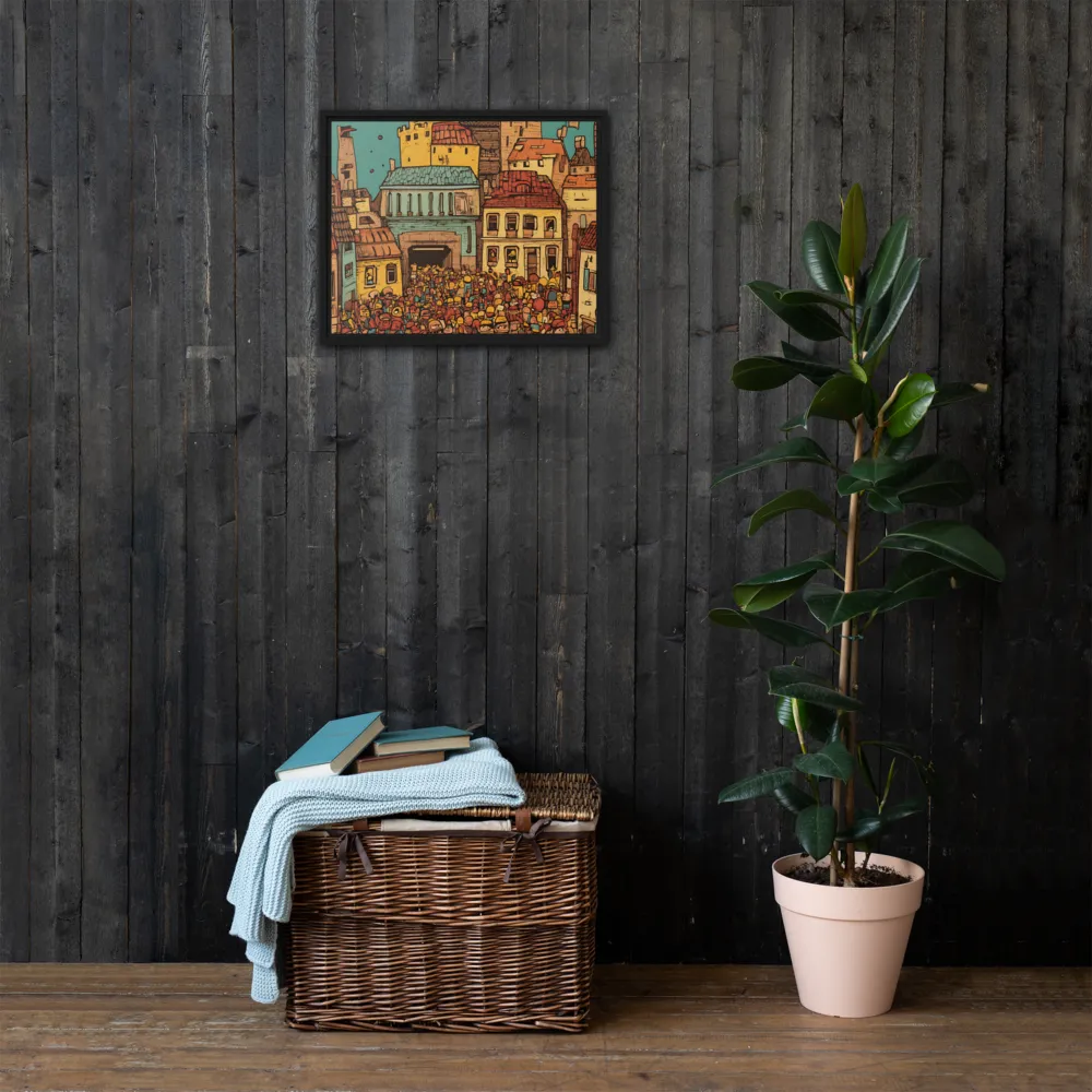 The Quirky City Gathering | Canvas with Black Frame | 16″×20″