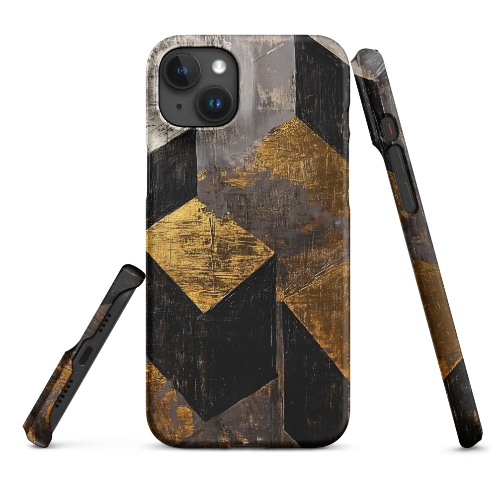 Geometric Harmony in Gold and Black | Phone Case |  15 Plus | Snap Case | Matte