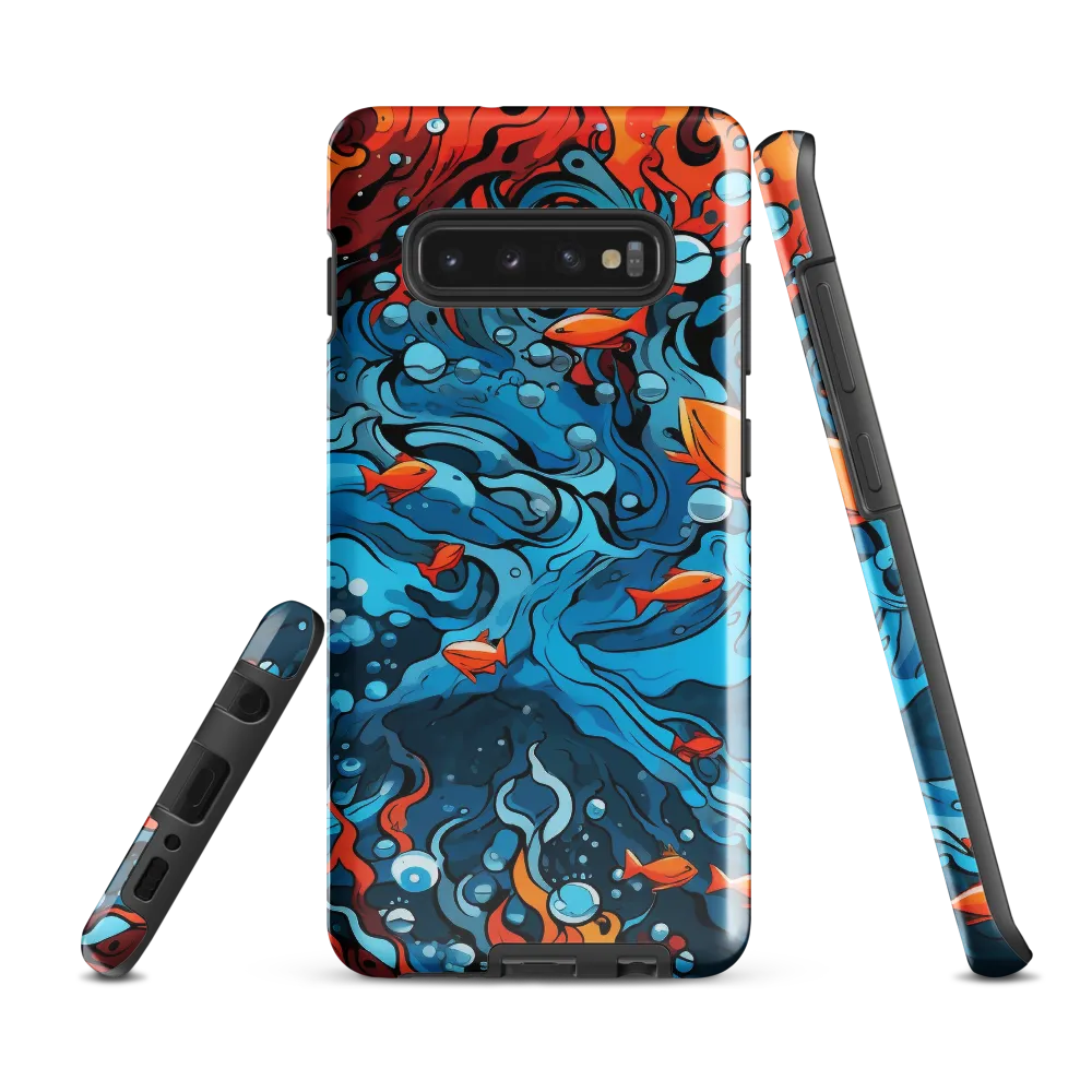 Fluid Harmony: Ocean and Flames | Phone Case |  S10 Plus | Tough Case | Glossy