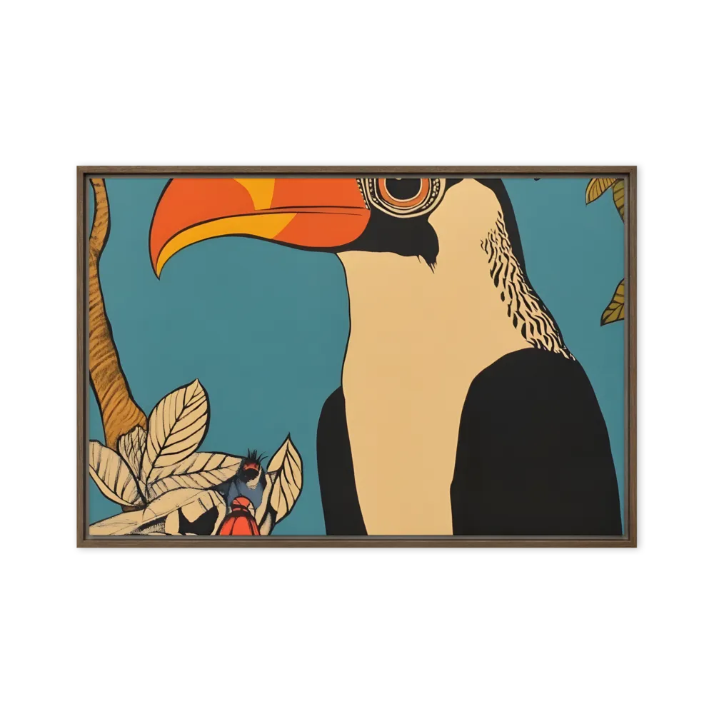 Tropical Majesty: The Toucan at Rest | Canvas with Brown Frame | 24″×36″