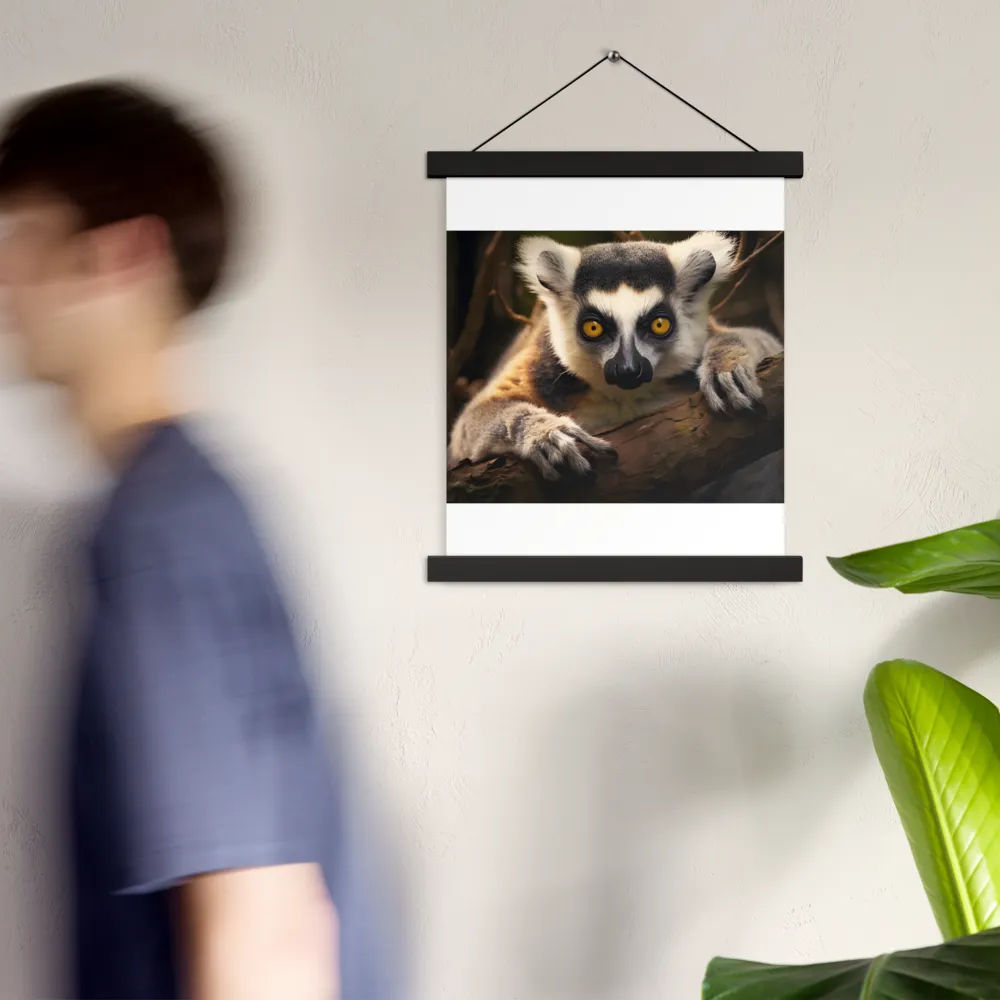 The Watchful Lemur | Poster With Black Wood Hanger | 11″×14″