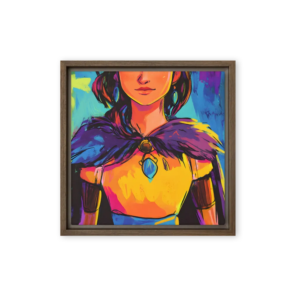 Guardian of Colors | Canvas with Brown Frame | 12″×12″