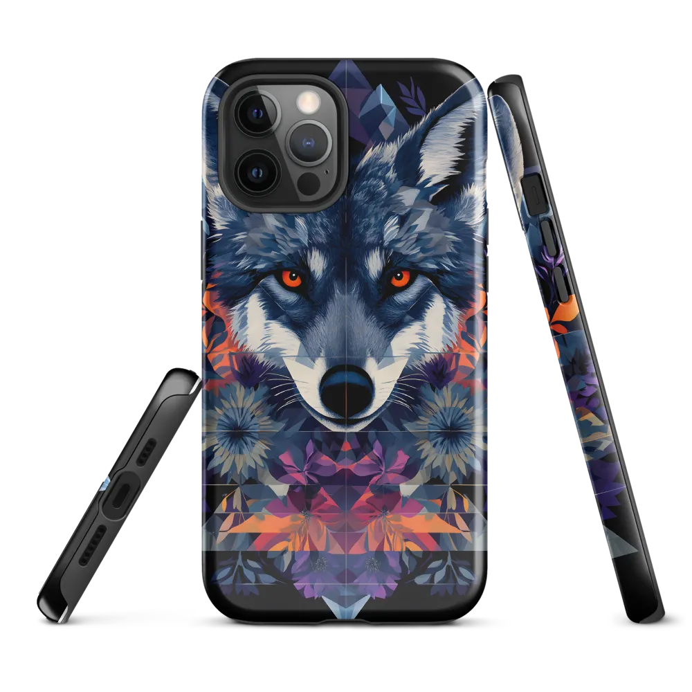 Mystical Wolf Amidst Floral Geometry