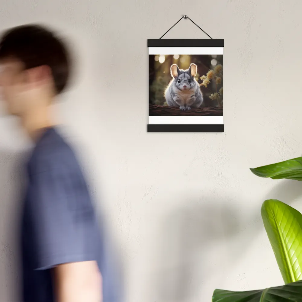 Curious Chinchilla in the Forest | Poster With Black Wood Hanger | 8″×10″
