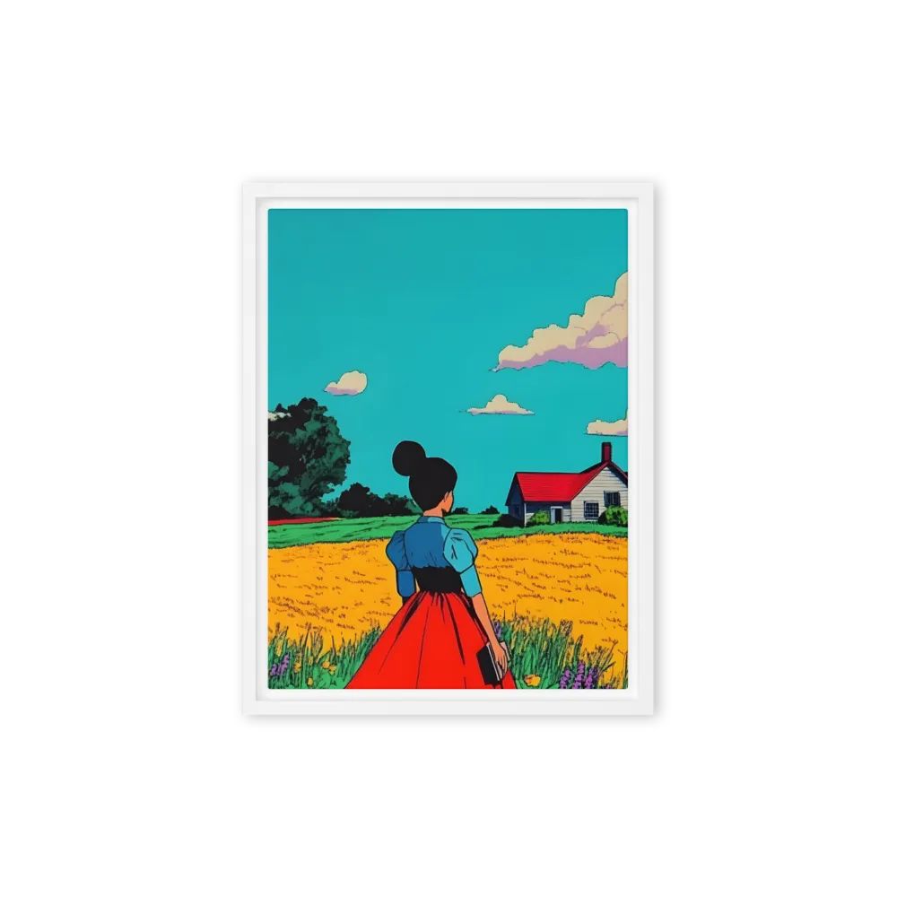 Whispers of a Sunlit Meadow | Canvas with White Frame | 9″×12″