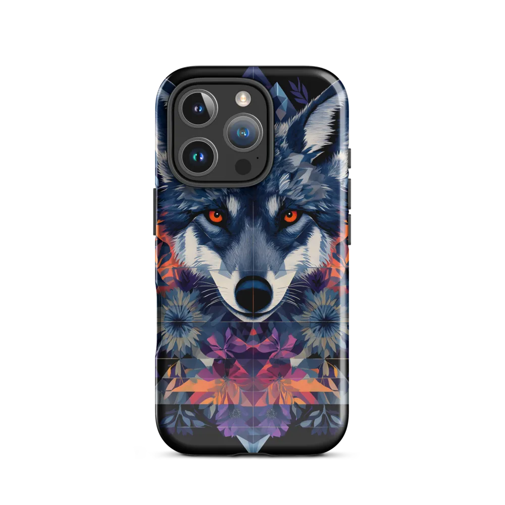 Mystical Wolf Amidst Floral Geometry