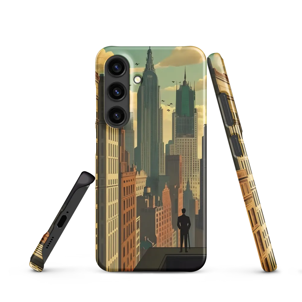 Urban Dreams: A Silhouette in Art Deco Cityscape