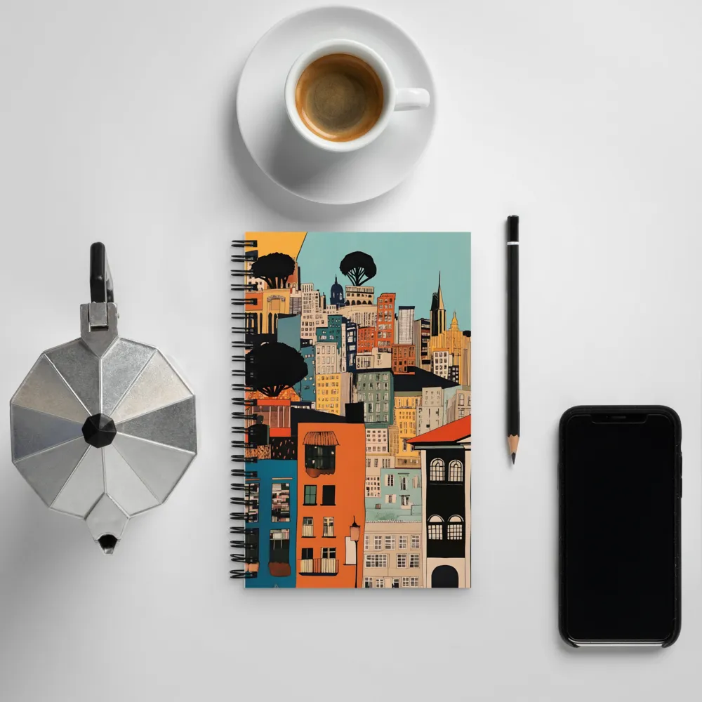 Urban Fusion: A Colorful Cityscape | Spiral Notebook