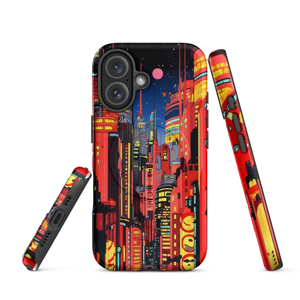 Neon Dreams: A Cyberpunk Cityscape | Phone Case |  16 | MagSafe® Tough Case | Matte
