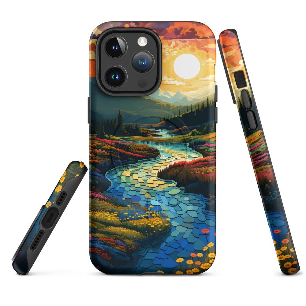Serenity in Sunset: A Winding River's Embrace | Phone Case |  14 Pro Max | MagSafe® Tough Case | Matte